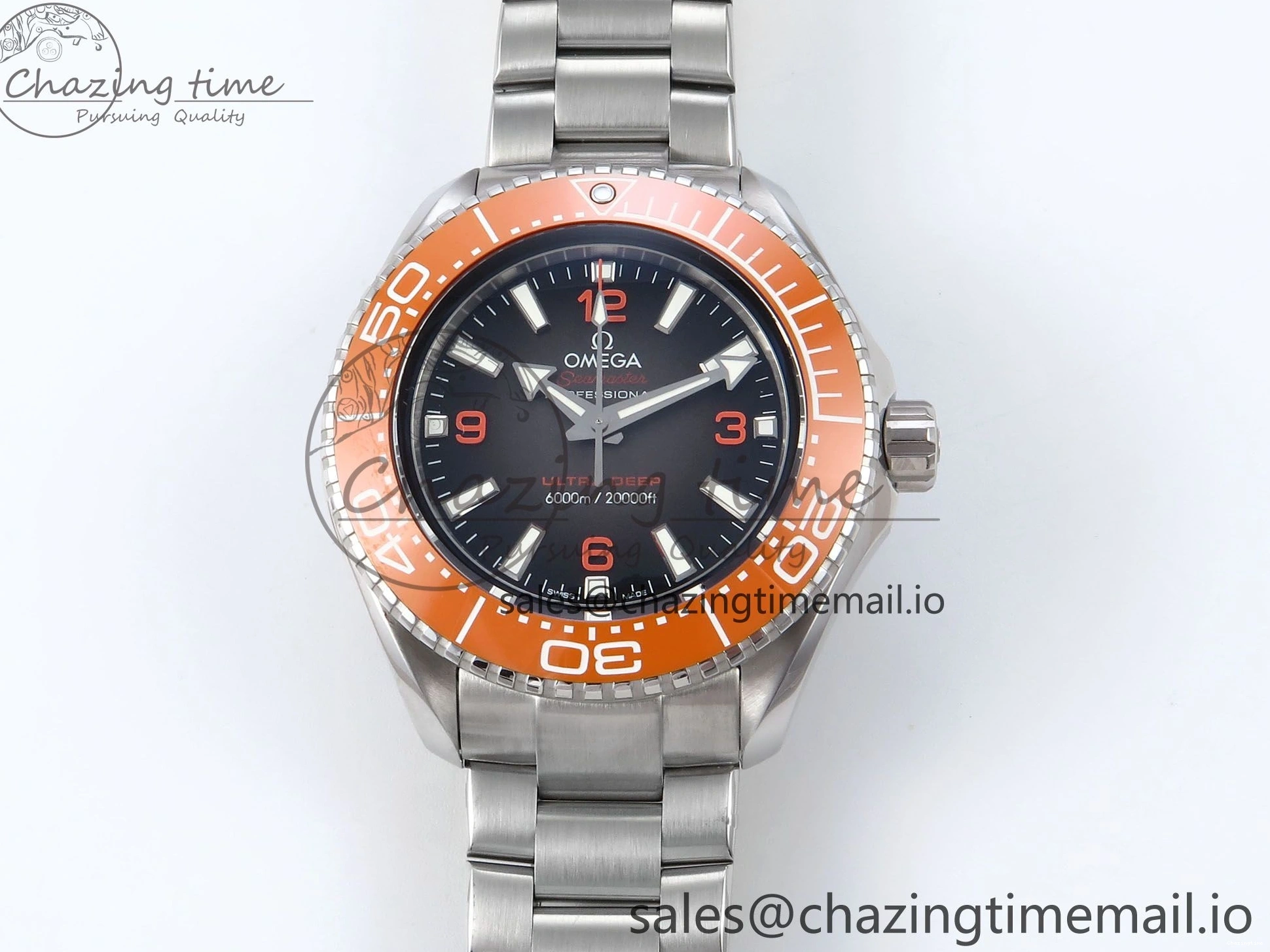 0408 Seamaster 6000M Ultra Deep SS VRF 1:1 Best Edition Gray Dial Orange Bezel on SS Bracelet A8912 Super Clone NewStyle 7687